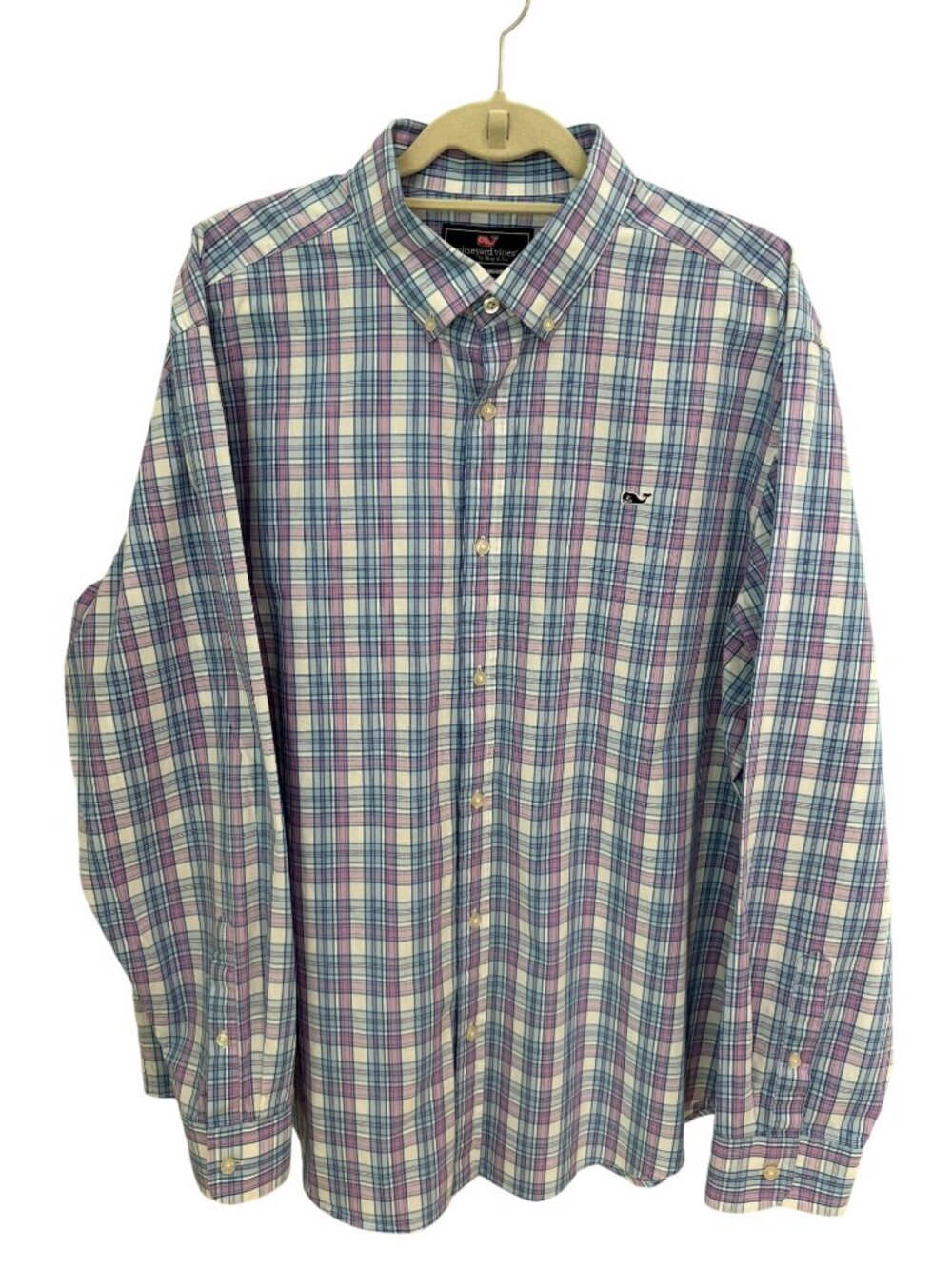 Vineyard Vines Men's 2XL Whale Shirt - Blue & Purple Plaid Button Down